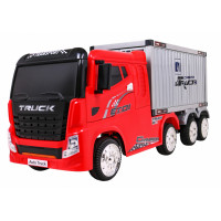 Elektrický kamión s prívesom a kontajnerom Inlea4Fun- červený 