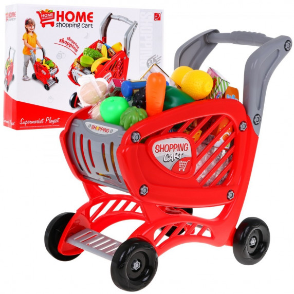 Inlea4Fun SHOPPING CART Nákupný vozík s potravinami - červený