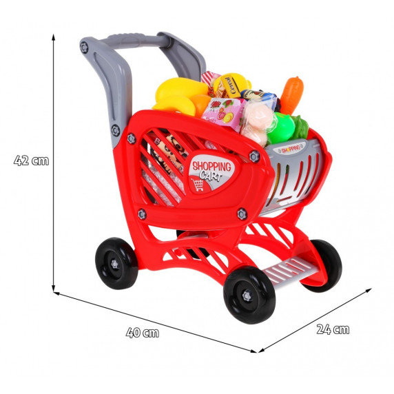 Inlea4Fun SHOPPING CART Nákupný vozík s potravinami - červený
