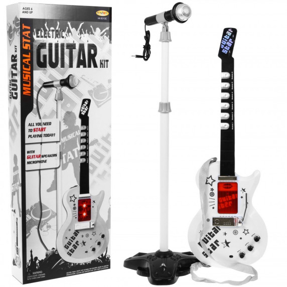 Elektrická gitara s mikrofónom Inlea4Fun GUITAR STAR - biela