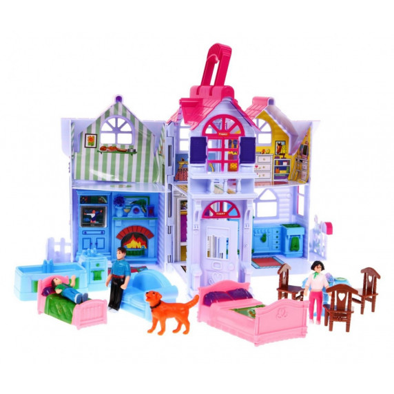Detský rozkladací domček s nábytkom a bábikami Inlea4Fun MY SWEET HOME