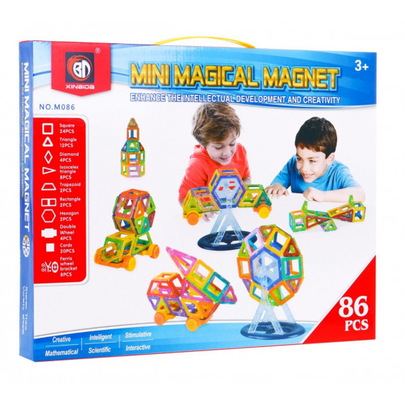 Magnetická stavebnica 86 ks Inlea4Fun MINI MAGICAL MAGNET