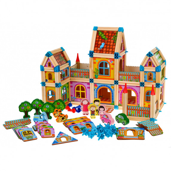 Drevená stavebnica 268 kusov BEILALUNA - domček pre bábiky