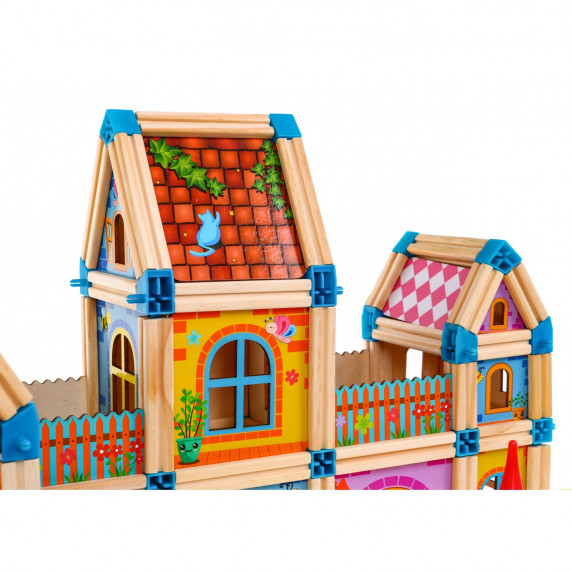 Drevená stavebnica 268 kusov BEILALUNA - domček pre bábiky
