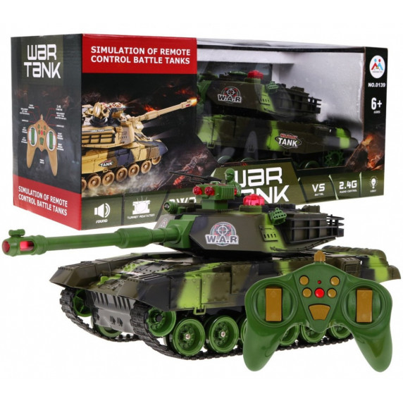 RC Tank na diaľkové ovládanie 1:18 Inlea4Fun WAR TANK - zelený