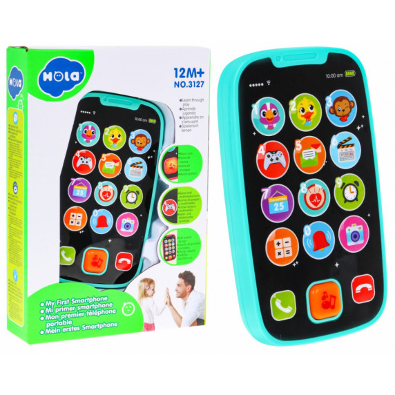 Interaktívny detský mobilný telefón HOLA SmartPhone - modrý