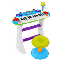Detské klávesy s mikrofónom a stoličkou Inlea4Fun MUSICAL KEYBORD - modré 