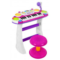 Detské klávesy s mikrofónom a stoličkou Inlea4Fun MUSICAL KEYBORD - ružové 