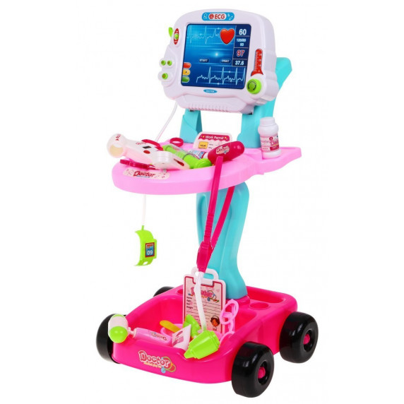 Detský lekársky vozík Doctor EKG Inlea4Fun - ružový