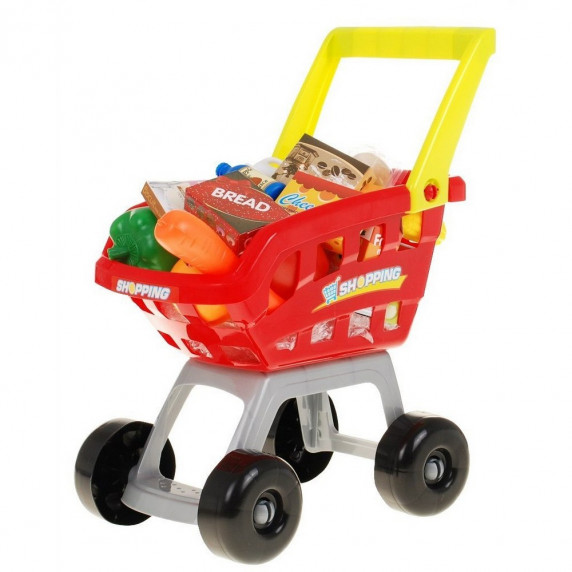 Detský supermarket s nákupným vozíkom Inlea4Fun Stragan - žltý