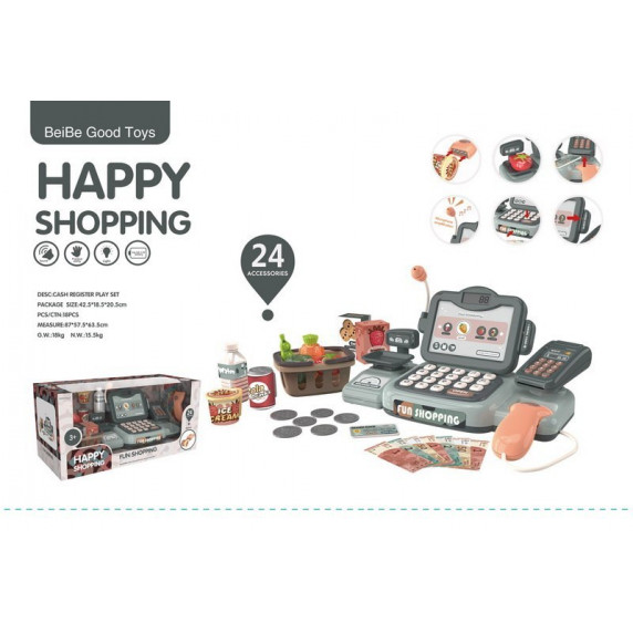 Detská pokladňa s váhou a čítačkou čiarových kódov Inlea4Fun Happy Shopping