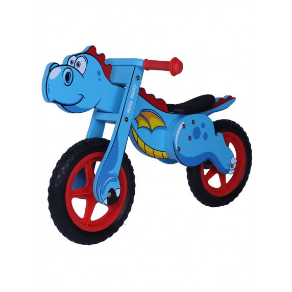 Detské drevené cykloodrážadlo Milly Mally DINO MINI 12"  - modré