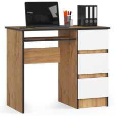 Písací stôl pravý so zásuvkami a výsuvnou policou na klávesnicu 90 x 77 x 50 cm AKORD CLP - dub craft/biely Preview