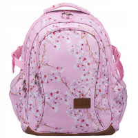 Školský batoh štvorkomorový St.RIGHT BP-01-KWIAT-WISNI Flowers pink 