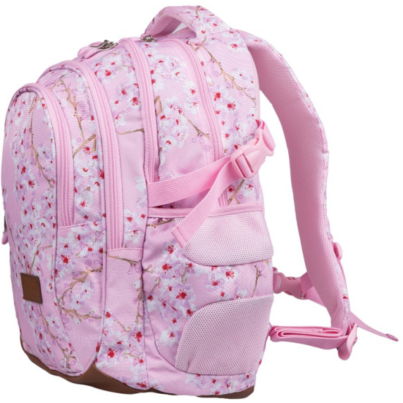 Školský batoh štvorkomorový St.RIGHT BP-01-KWIAT-WISNI Flowers pink