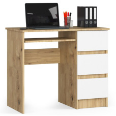 Písací stôl pravý so zásuvkami a výsuvnou policou na klávesnicu 90 x 77 x 50 cm AKORD CLP - dub artisan/biely Preview